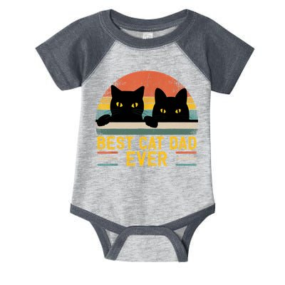 Best Cat Dad Ever Vintage Retro Style Black Cats Lover TShirt Infant Baby Jersey Bodysuit