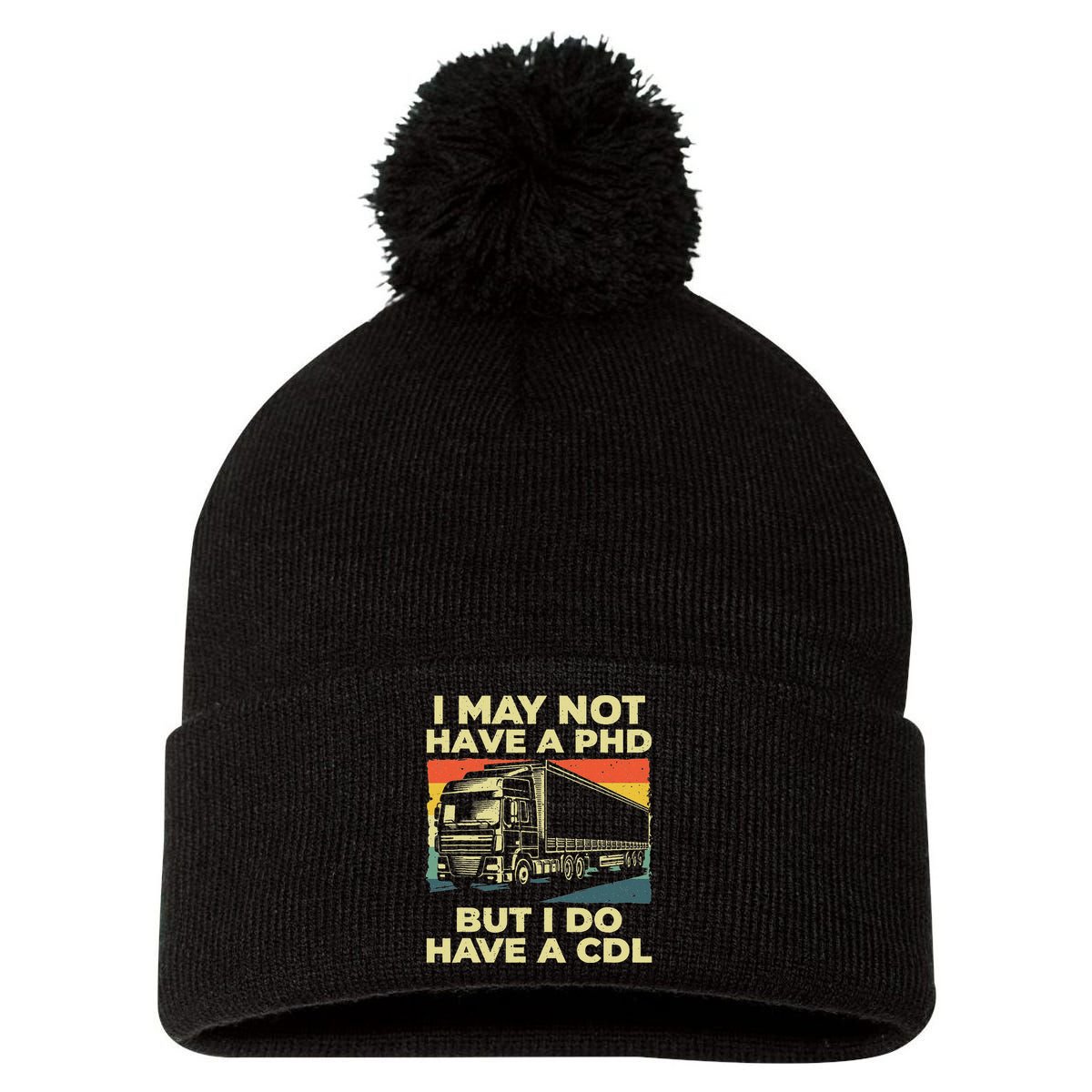 Best Cdl Driver Art Trucker Cdl Truck Driver Pom Pom 12in Knit Beanie