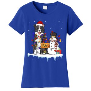 Border Collie Dog Christmas Snow Xmas Lights Pajama Gift Women's T-Shirt