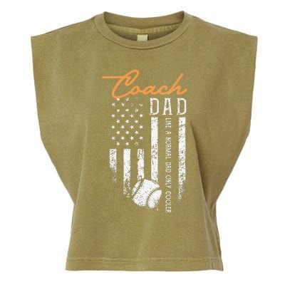 Baseball Coach Dad Like A Normal Dad Only Cooler USA Flag Garment-Dyed Women's Muscle Tee