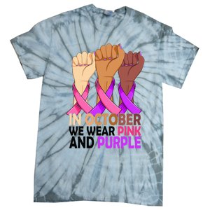 Breast Cancer Domestic Violence Awareness Pink Purple Ribbon Tie-Dye T-Shirt