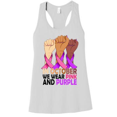 Breast Cancer Domestic Violence Awareness Pink Purple Ribbon Women's Racerback Tank