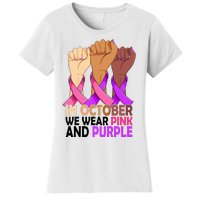 Breast Cancer Domestic Violence Awareness Pink Purple Ribbon Women's T-Shirt