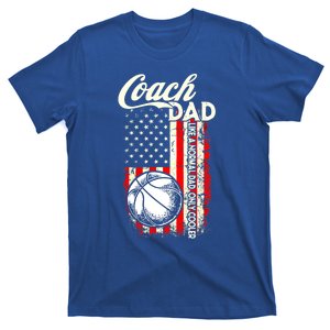 Basketball Coach Dad Like A Normal Dad Only Cooler Usa Flag Gift T-Shirt