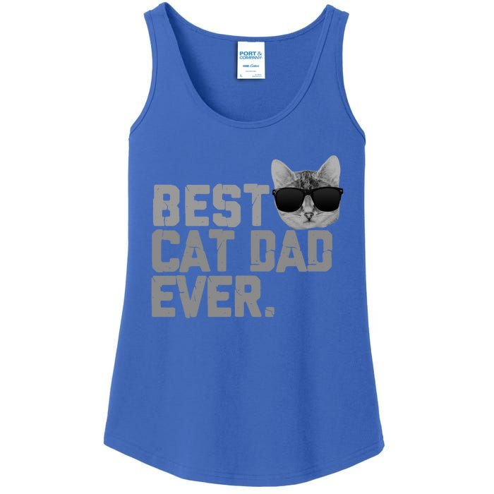 Best Cat Dad Ever Funny Vintage Cat Lover Gift Ladies Essential Tank