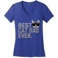 Best Cat Dad Ever Funny Vintage Cat Lover Gift Women's V-Neck T-Shirt