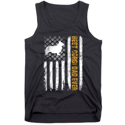 Best Corgi Dog Dad Ever American Flag Gift Tank Top