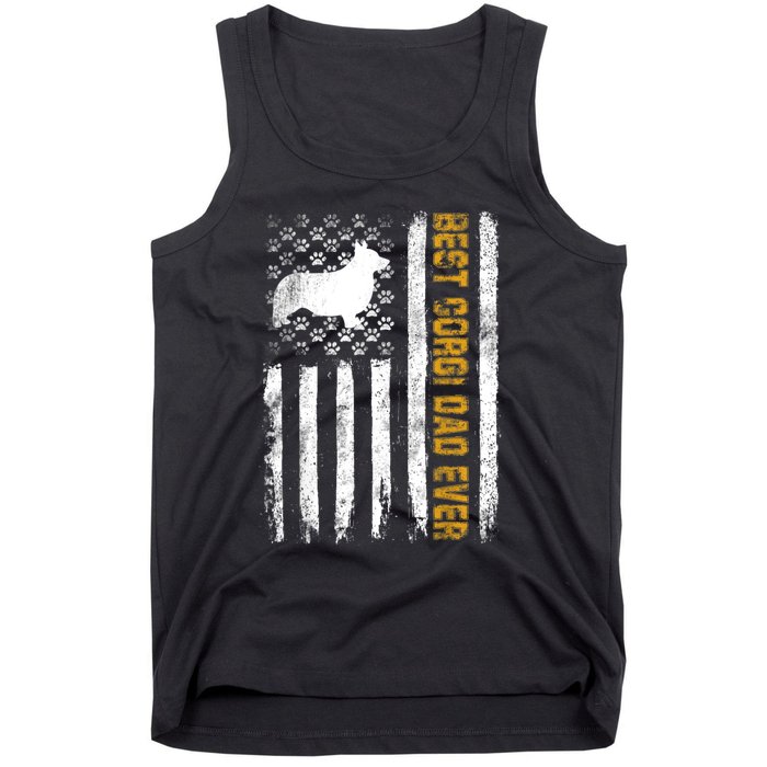 Best Corgi Dog Dad Ever American Flag Gift Tank Top