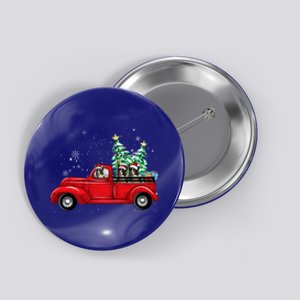 Border Collie Dog Driving Xmas Truck Christmas Tree Lights Cute Gift Button