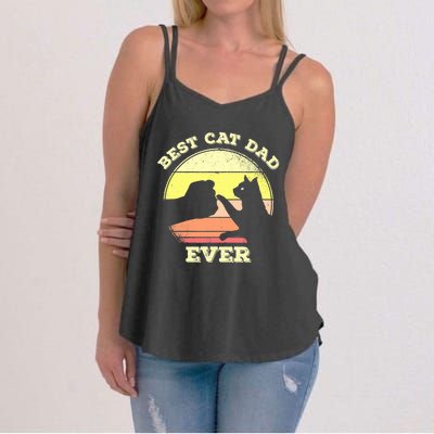 Best Cat Dad Ever Cute Cat Lover Funny Women's Strappy Tank