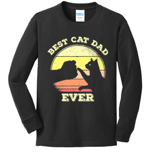 Best Cat Dad Ever Cute Cat Lover Funny Kids Long Sleeve Shirt