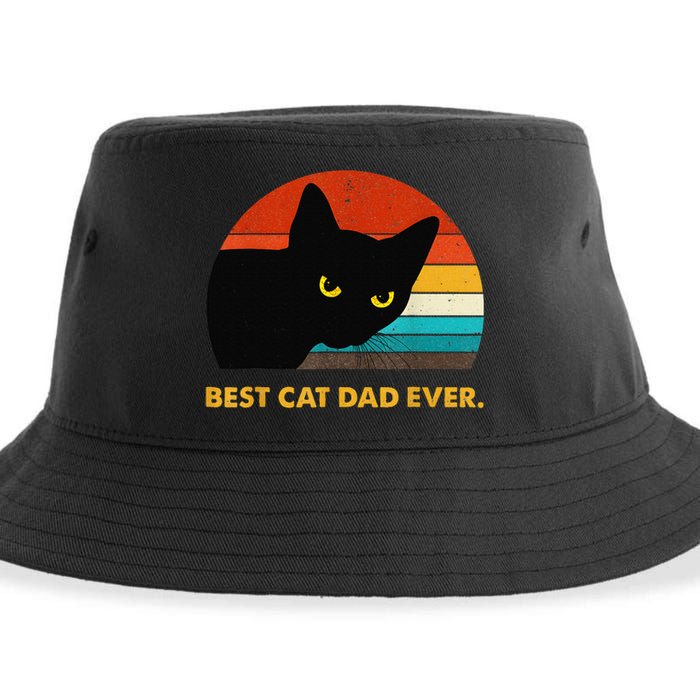 Best Cat Dad Ever Funny Black Cat Daddy Vintage Fathers Day Sustainable Bucket Hat