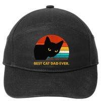 Best Cat Dad Ever Funny Black Cat Daddy Vintage Fathers Day 7-Panel Snapback Hat