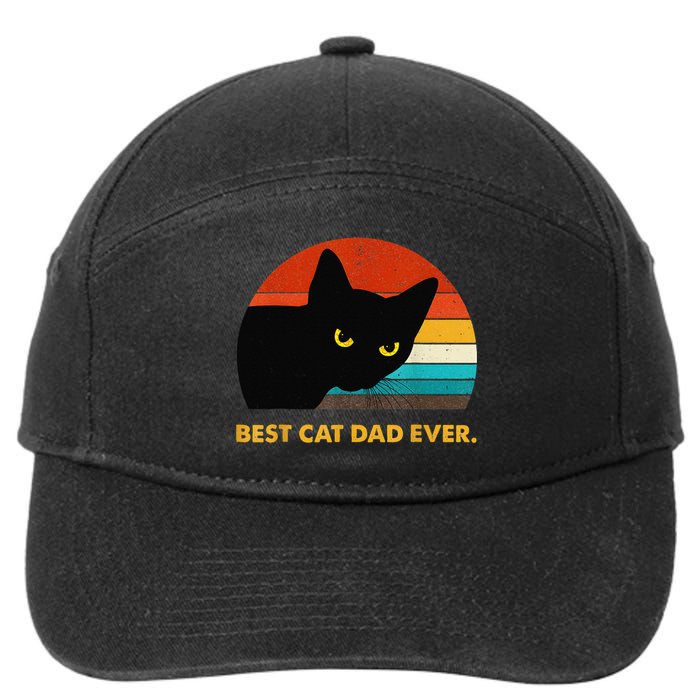 Best Cat Dad Ever Funny Black Cat Daddy Vintage Fathers Day 7-Panel Snapback Hat