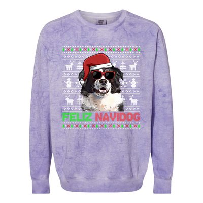 Border Collie Dog Feliz Navidog Funny Christmas Funny Gift Colorblast Crewneck Sweatshirt