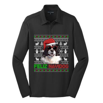 Border Collie Dog Feliz Navidog Funny Christmas Funny Gift Silk Touch Performance Long Sleeve Polo