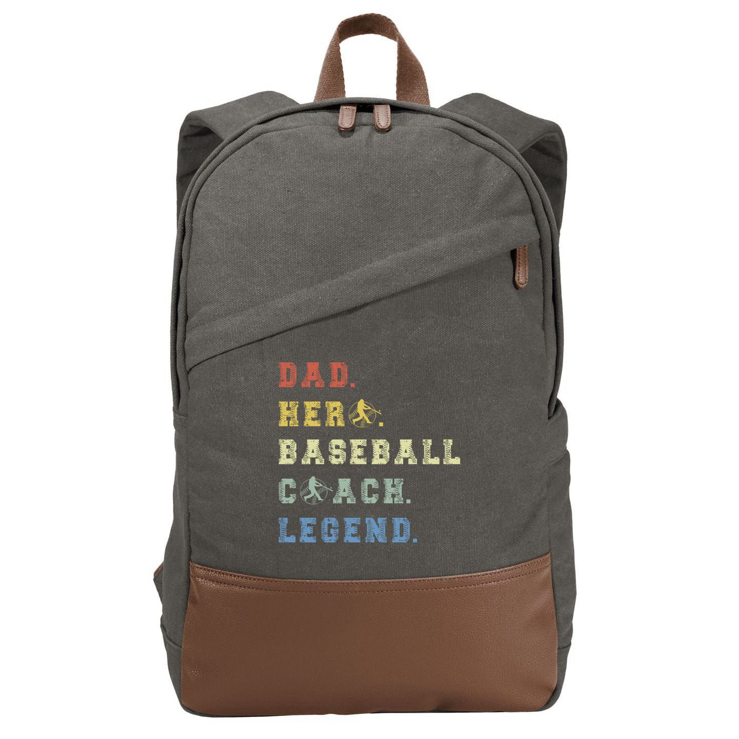 Baseball Coach Dad Gift Cotton Canvas Backpack