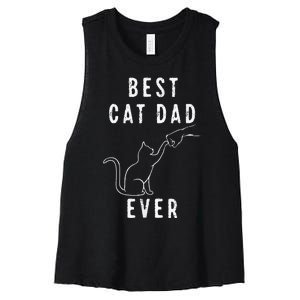 Best Cat Dad Ever Cat Daddy Paw Fist Bump Meow Cat Women's Racerback Cropped Tank