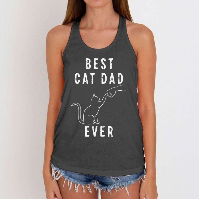 Best Cat Dad Ever Cat Daddy Paw Fist Bump Meow Cat Women's Knotted Racerback Tank