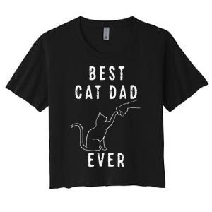 Best Cat Dad Ever Cat Daddy Paw Fist Bump Meow Cat Women's Crop Top Tee