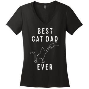 Best Cat Dad Ever Cat Daddy Paw Fist Bump Meow Cat Women's V-Neck T-Shirt