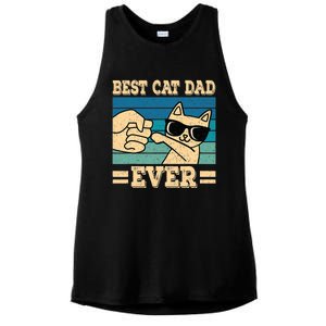 Best Cat Dad Ever Funny Cat Retro Men Ladies PosiCharge Tri-Blend Wicking Tank