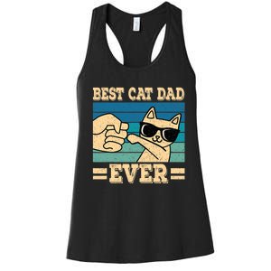 Best Cat Dad Ever Funny Cat Retro Men Women's Racerback Tank