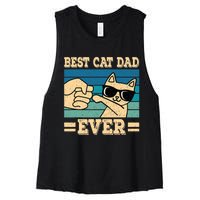 Best Cat Dad Ever Funny Cat Retro Men Women's Racerback Cropped Tank