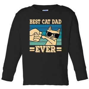 Best Cat Dad Ever Funny Cat Retro Men Toddler Long Sleeve Shirt