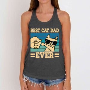 Best Cat Dad Ever Funny Cat Retro Men Women's Knotted Racerback Tank