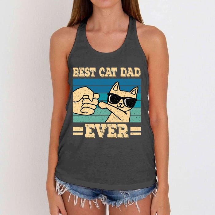 Best Cat Dad Ever Funny Cat Retro Men Women's Knotted Racerback Tank