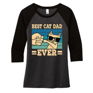 Best Cat Dad Ever Funny Cat Retro Men Women's Tri-Blend 3/4-Sleeve Raglan Shirt