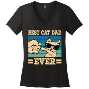 Best Cat Dad Ever Funny Cat Retro Men Women's V-Neck T-Shirt