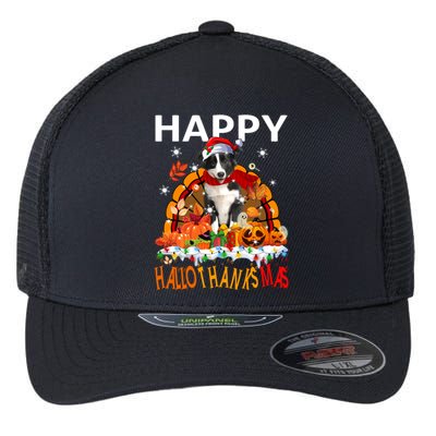 Border Collie Dog Halloween Thanksgiving Xmas Hallothanksmas Gift Flexfit Unipanel Trucker Cap