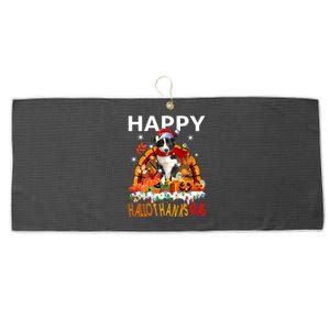 Border Collie Dog Halloween Thanksgiving Xmas Hallothanksmas Gift Large Microfiber Waffle Golf Towel