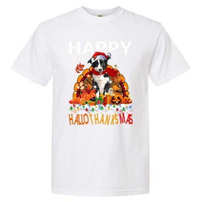 Border Collie Dog Halloween Thanksgiving Xmas Hallothanksmas Gift Garment-Dyed Heavyweight T-Shirt