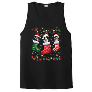 Border Collie Dog In Christmas Sock Santa Hat Xmas Dog Lover Gift PosiCharge Competitor Tank