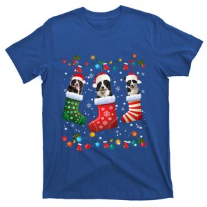 Border Collie Dog In Christmas Sock Santa Hat Xmas Dog Lover Gift T-Shirt