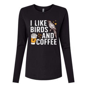 Birds Coffee Design Bird Lover Coffee Womens Cotton Relaxed Long Sleeve T-Shirt