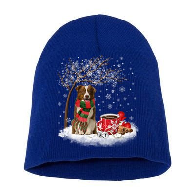 Border Collie Dog In The Snow Christmas Winter Xmas Tree Great Gift Short Acrylic Beanie