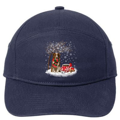 Border Collie Dog In The Snow Christmas Winter Xmas Tree Great Gift 7-Panel Snapback Hat