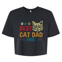 Best Cat Dad Ever Vintage Retro Cat Dad Father Day Bella+Canvas Jersey Crop Tee