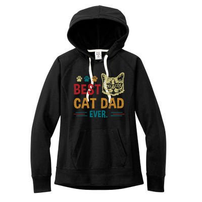 Best Cat Dad Ever Vintage Retro Cat Dad Father Day Women's Fleece Hoodie