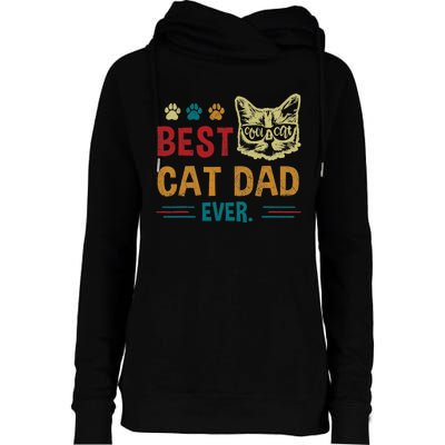 Best Cat Dad Ever Vintage Retro Cat Dad Father Day Womens Funnel Neck Pullover Hood