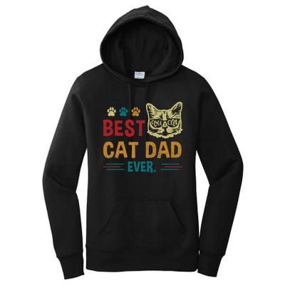 Best Cat Dad Ever Vintage Retro Cat Dad Father Day Women's Pullover Hoodie