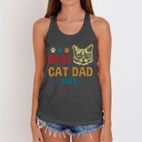 Best Cat Dad Ever Vintage Retro Cat Dad Father Day Women's Knotted Racerback Tank