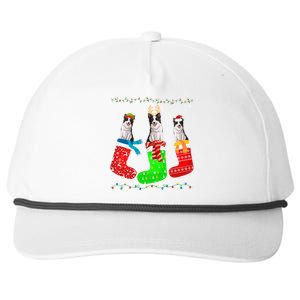 Border Collie Dog In Xmas Socks Funny Ugly Sweater Christmas Gift Snapback Five-Panel Rope Hat