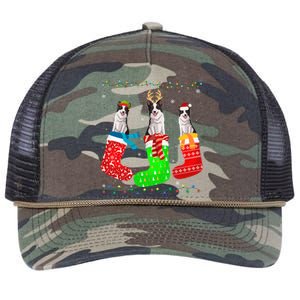 Border Collie Dog In Xmas Socks Funny Ugly Sweater Christmas Gift Retro Rope Trucker Hat Cap