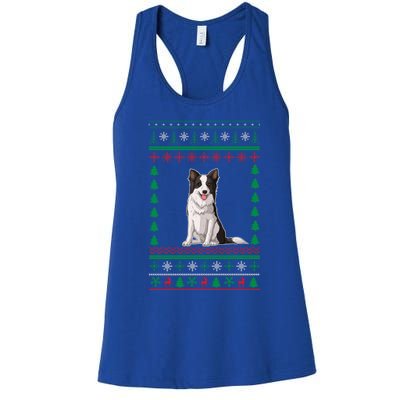 Border Collie Dog Lover Boys Girls Xmas Ugly Sweater Party Gift Women's Racerback Tank