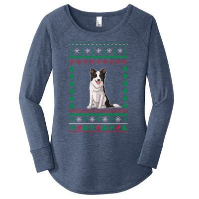 Border Collie Dog Lover Boys Girls Xmas Ugly Sweater Party Gift Women's Perfect Tri Tunic Long Sleeve Shirt